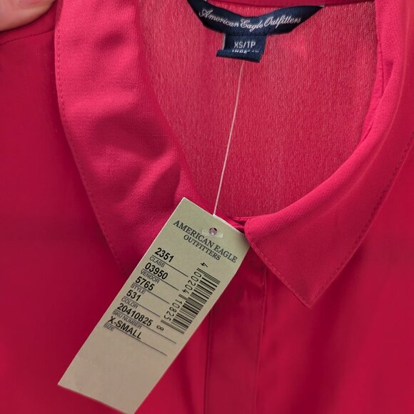 American Eagle Sleeveless Blouse with Ruffle, Size XS, Hot Pink - Picture 3 of 4